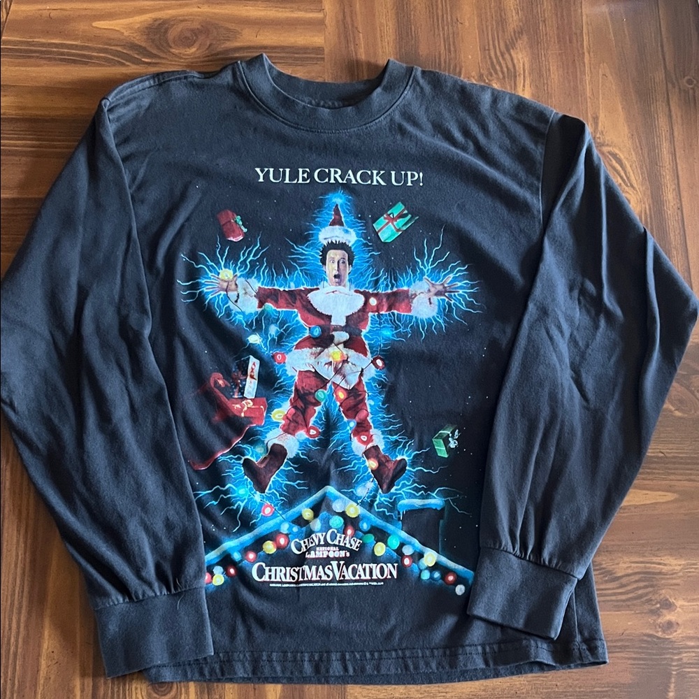 abercrombie kids Black Christmas Vacation Graphic Crewneck